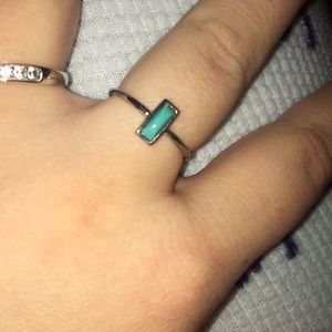 silver ring w teal gem